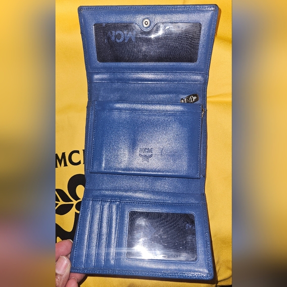MCM Royal Blue Leather Trifold Wallet - Picture 5 of 6